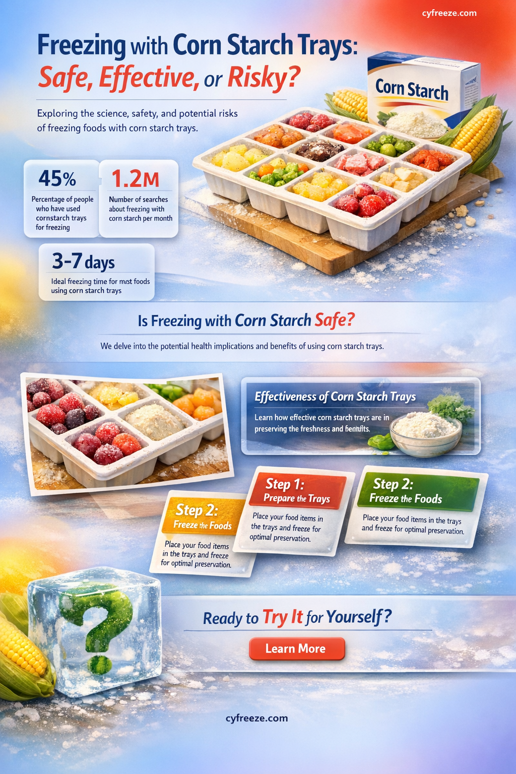 can corn starch trays be used in the freezer