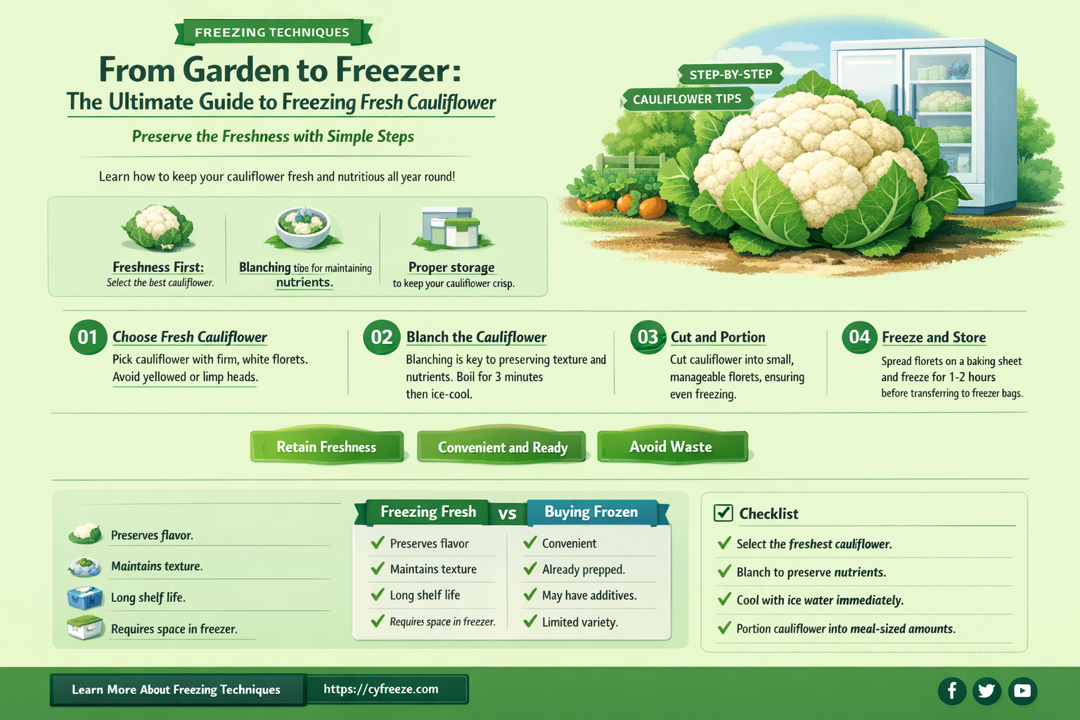 can i freeze fresh cauliflower