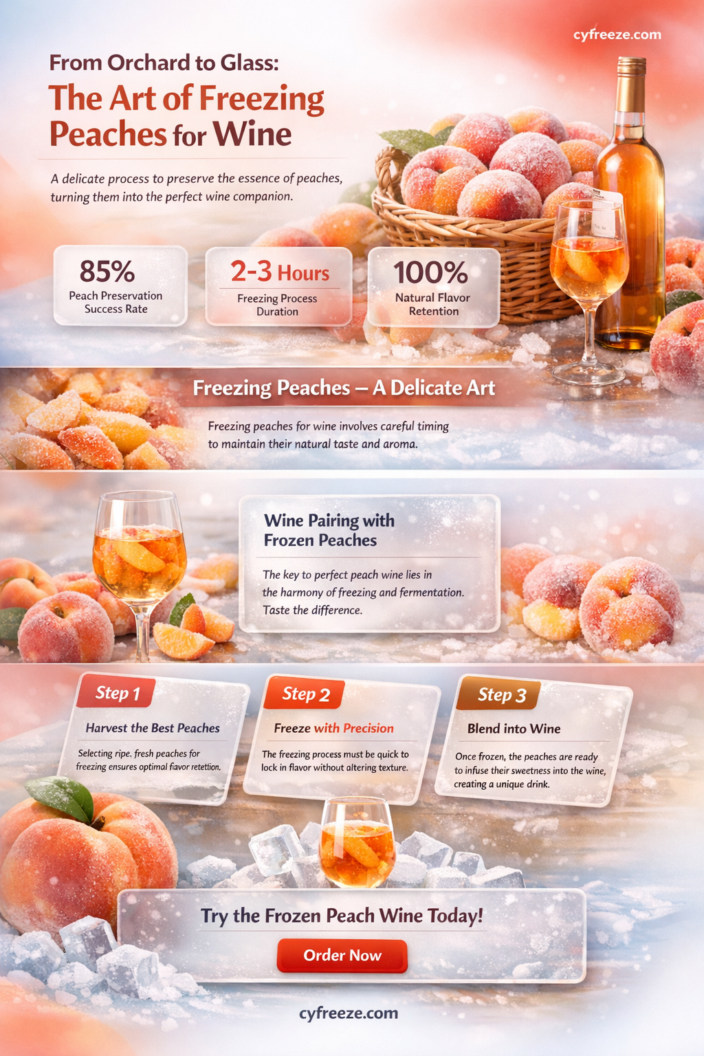 can i freeze peaches to make wine