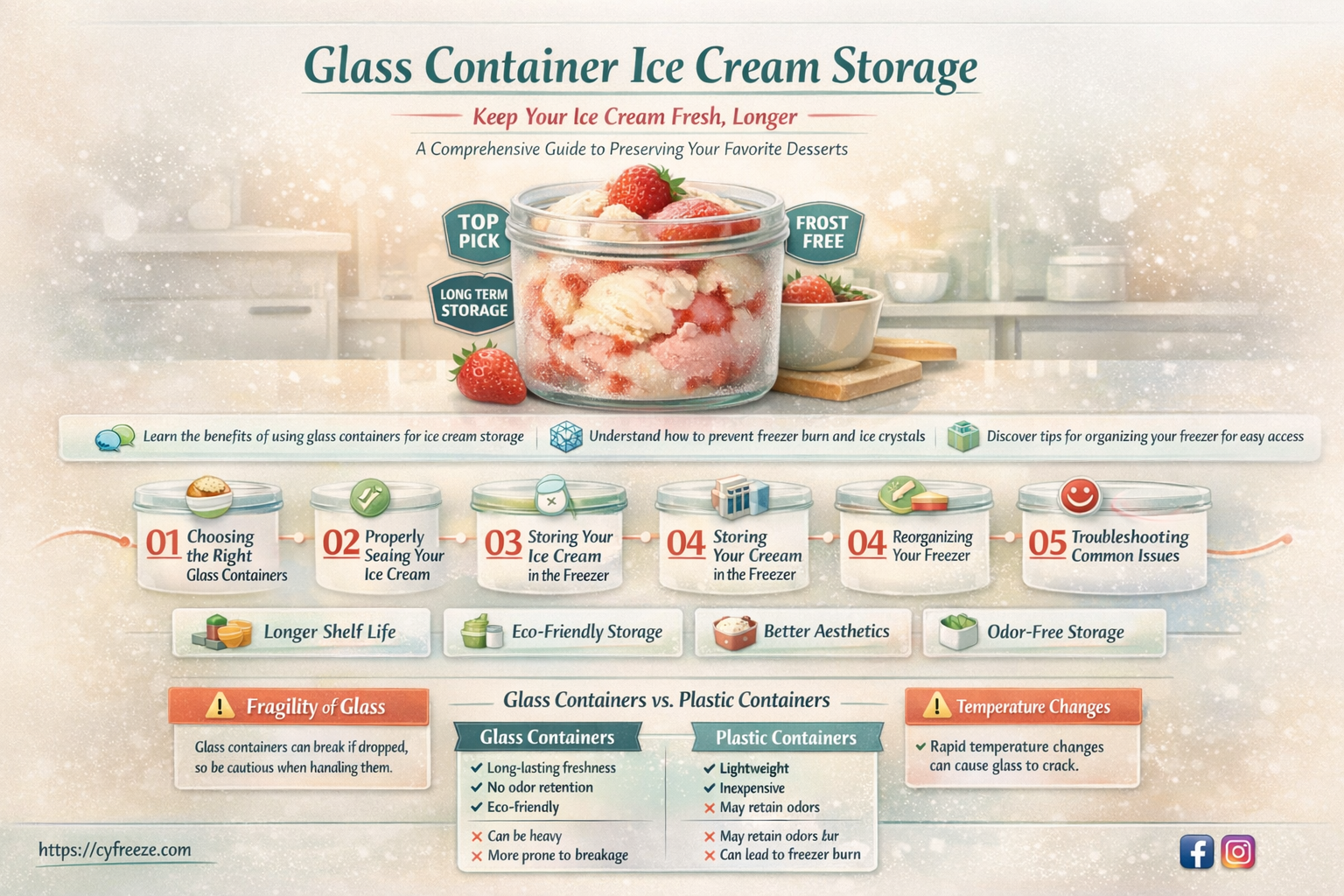 can i freeze ice cream in a glass container