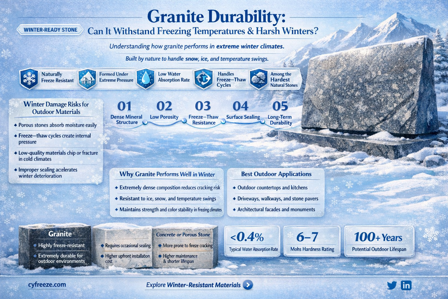 can granite withstand freezing temperatures