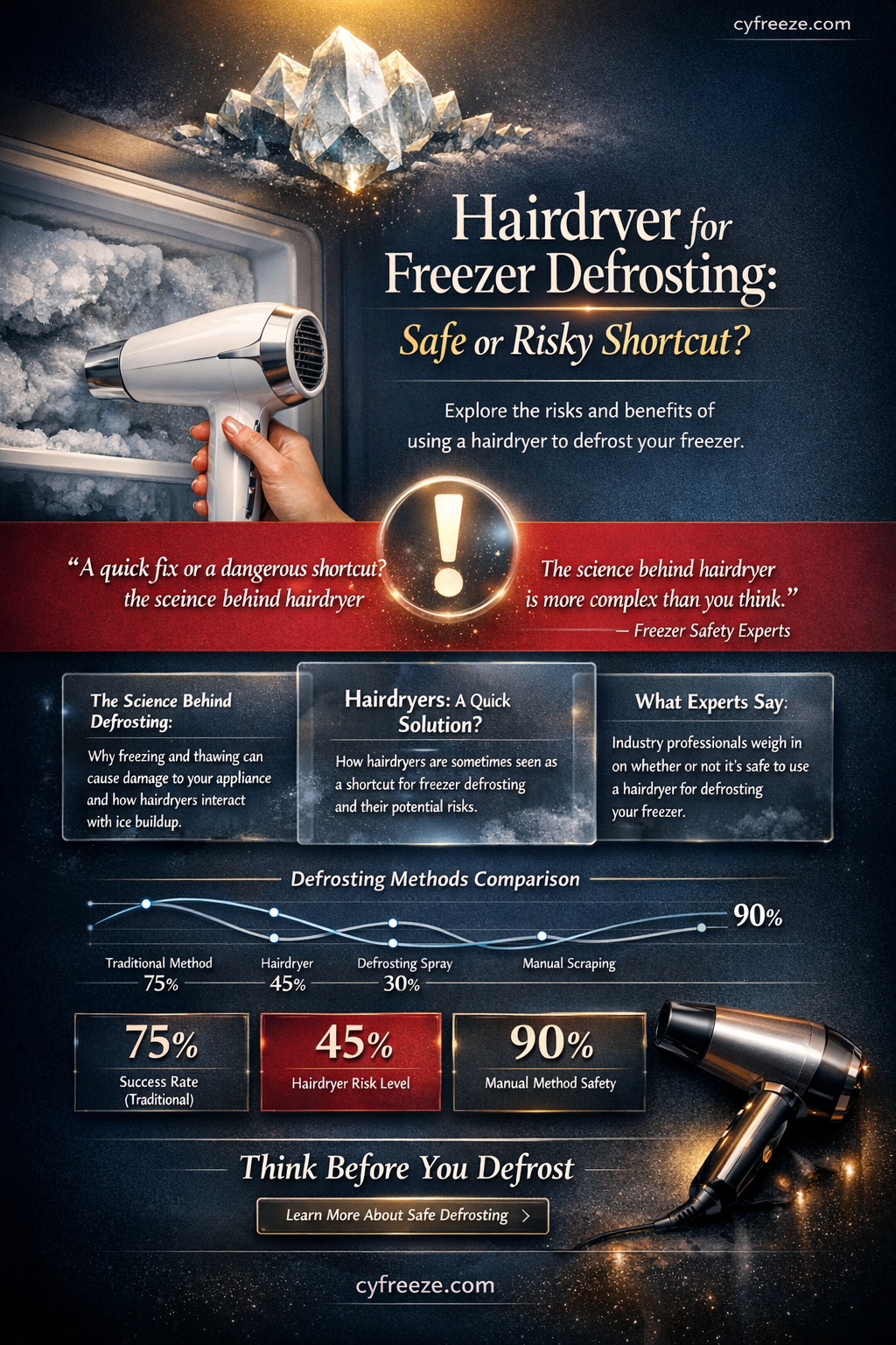 can i use a hairdryer to defrost a freezer
