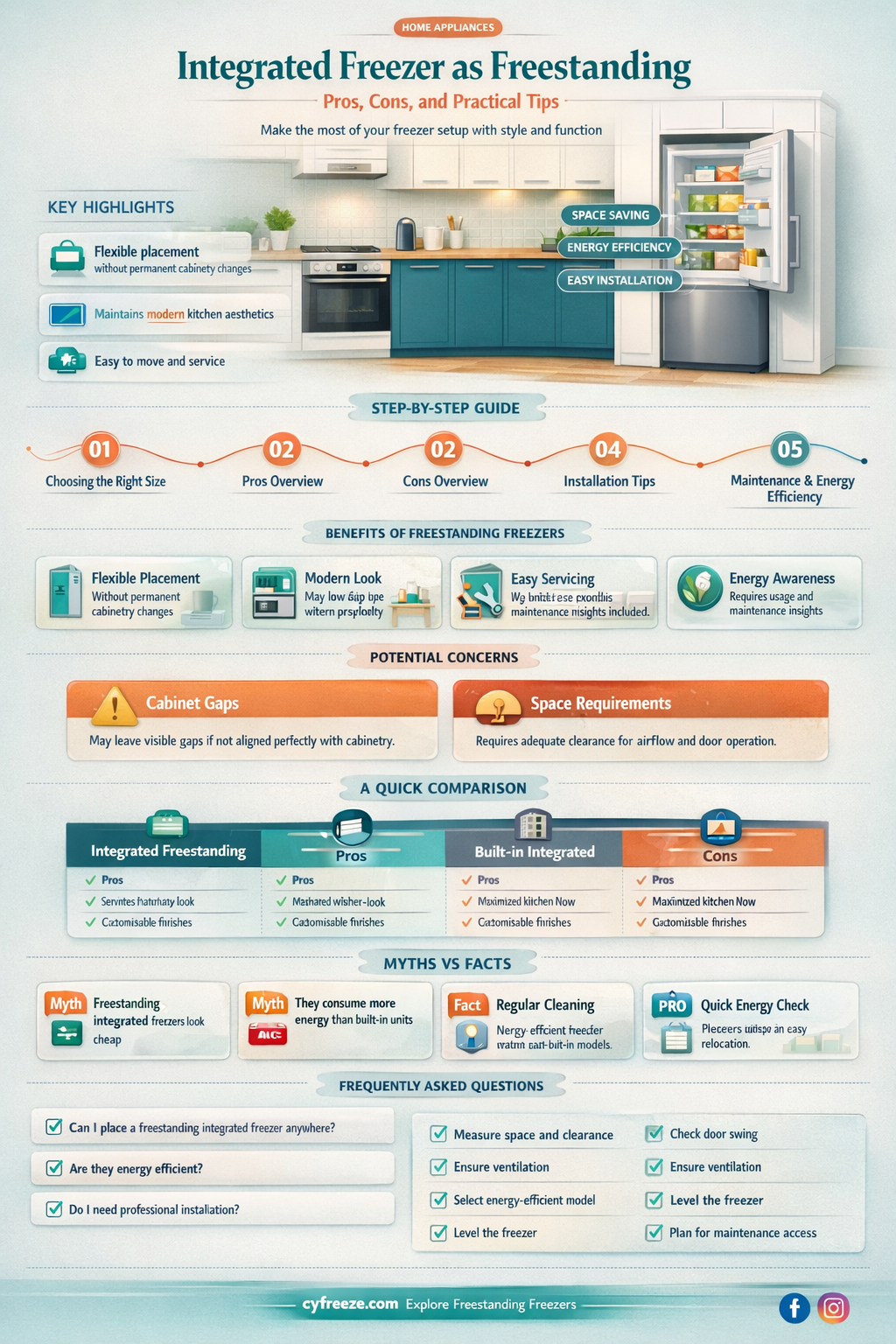 can an integrated freezer be used as freestanding
