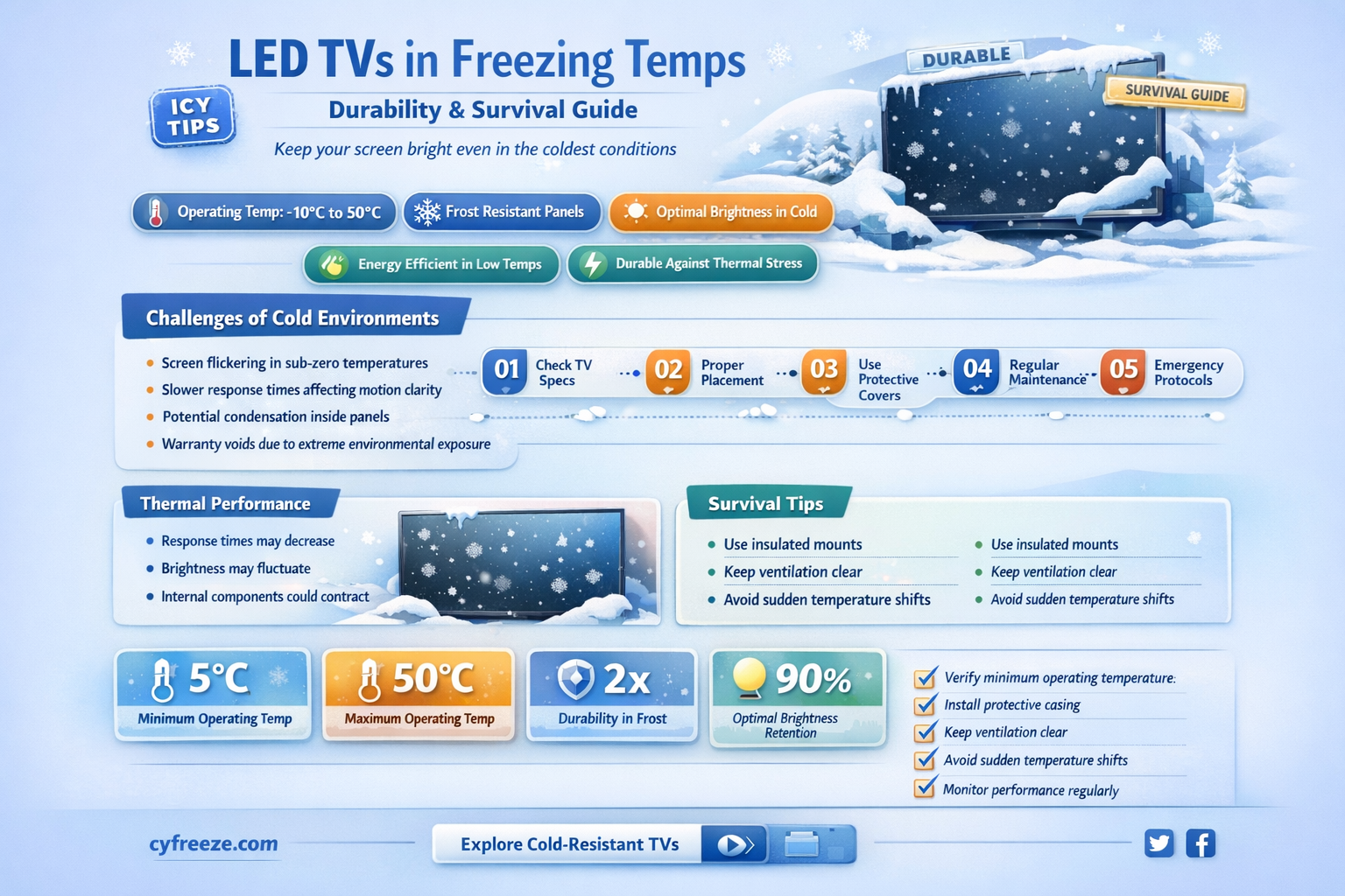 can an led tv withstand freezing temperatures