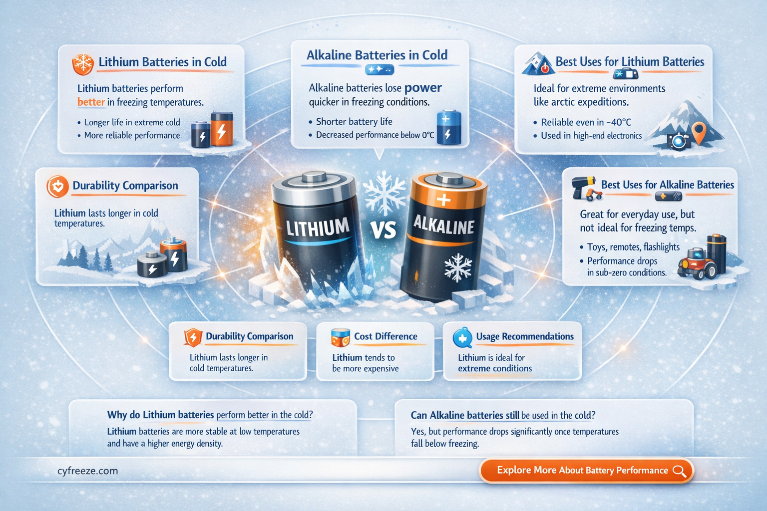 are lithium batteries better than alkaline in freezing temperatures