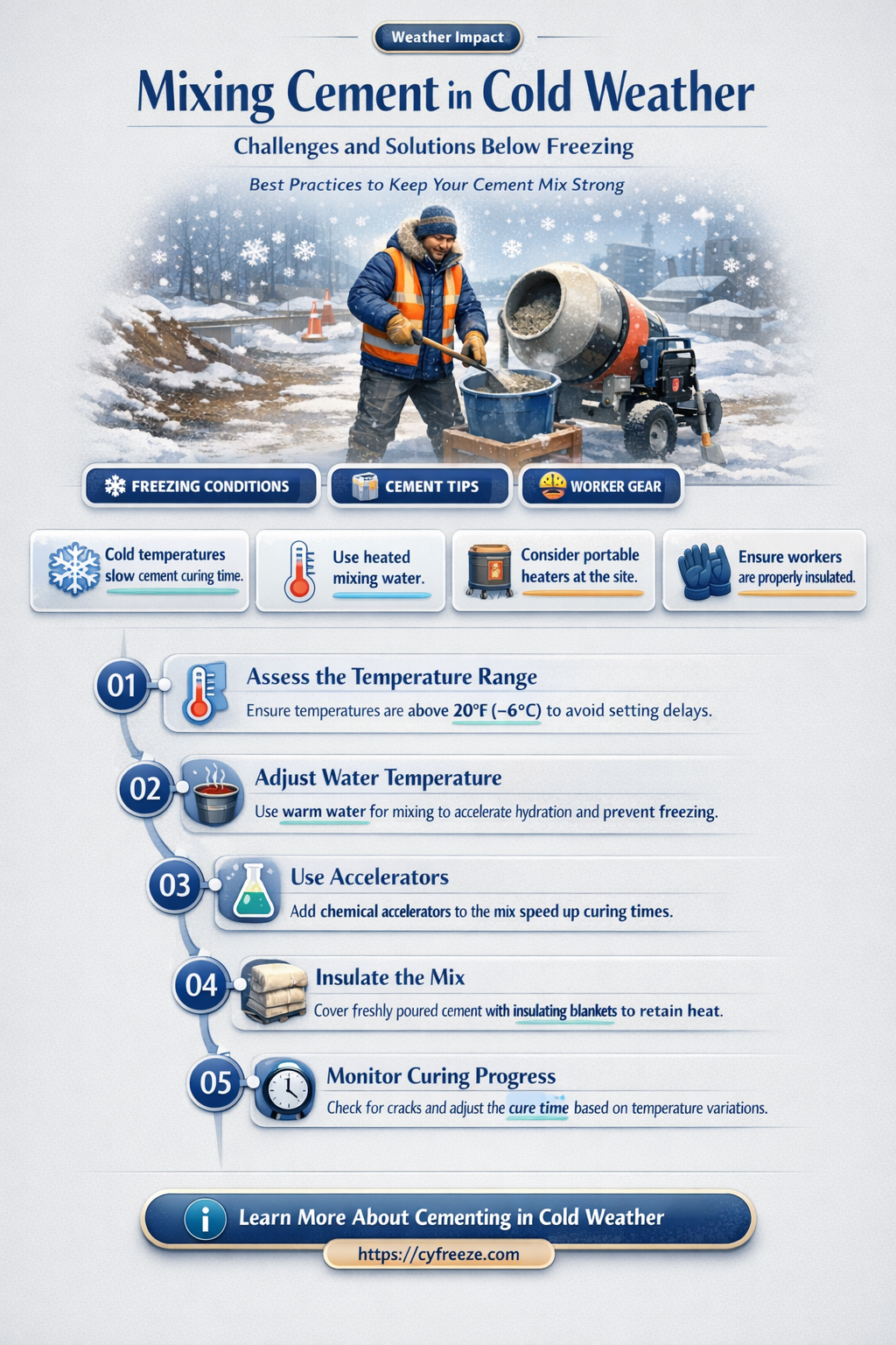 can cement be mixed at below freezing temperatures
