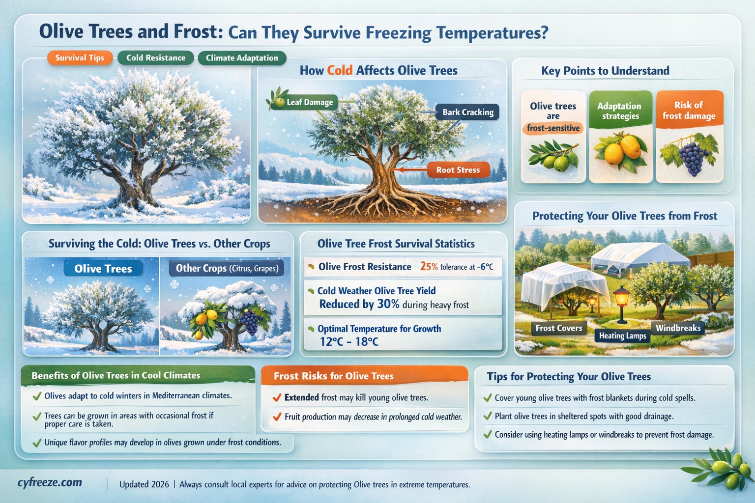 can olive trees survive freezing temperatures