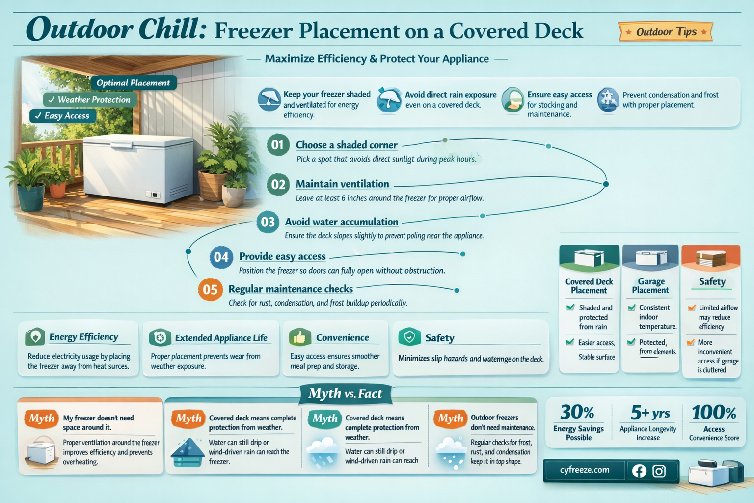 can a freezer be put on a covered deck