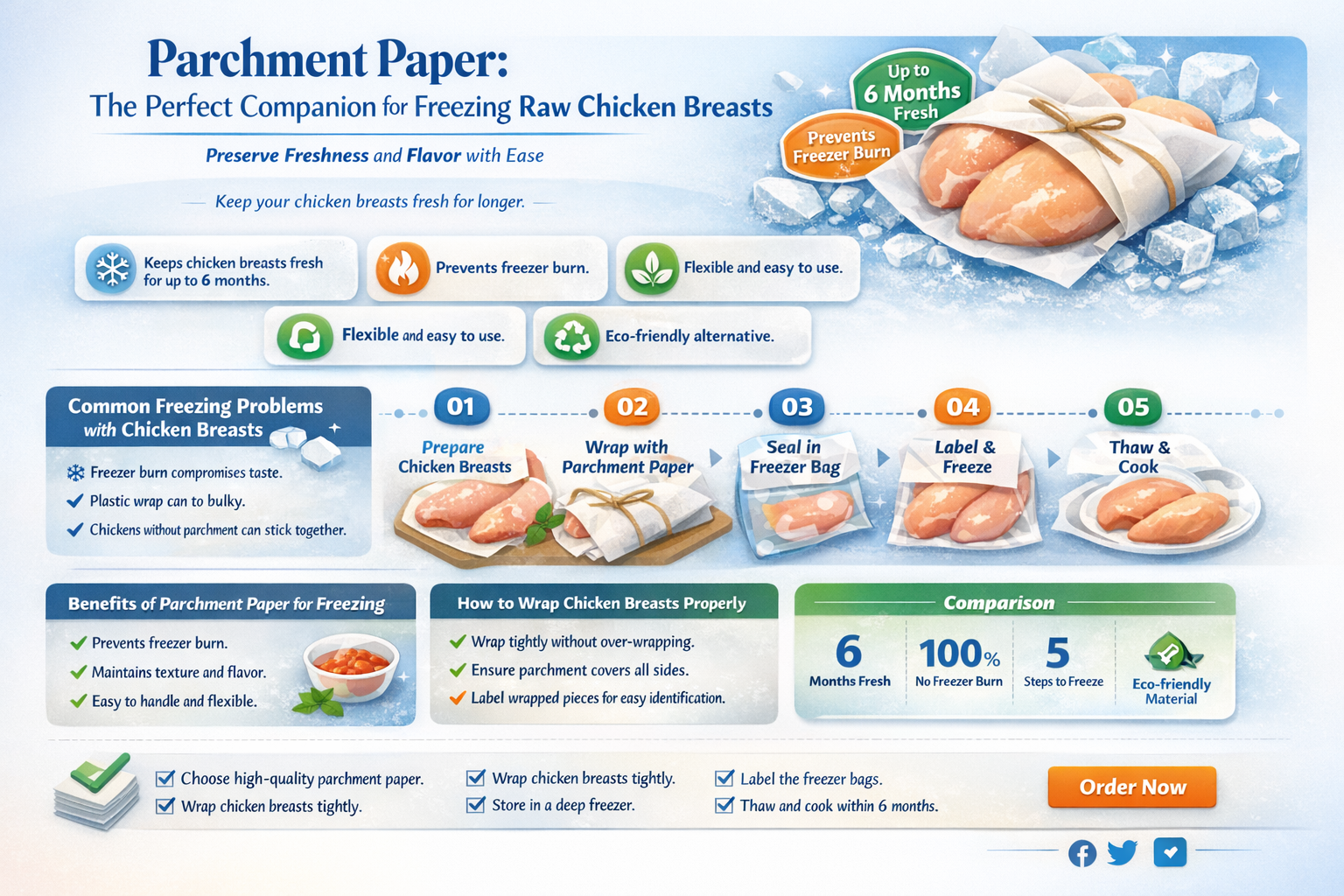 can i freeze raw chicken breasts in parchment paper