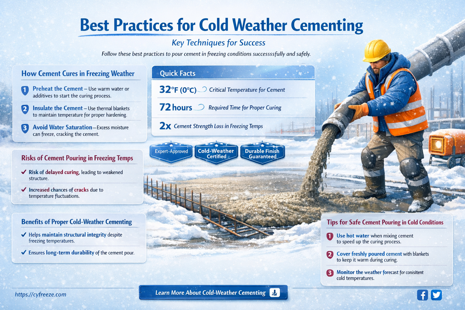 can cement be poured in freezing temperatures