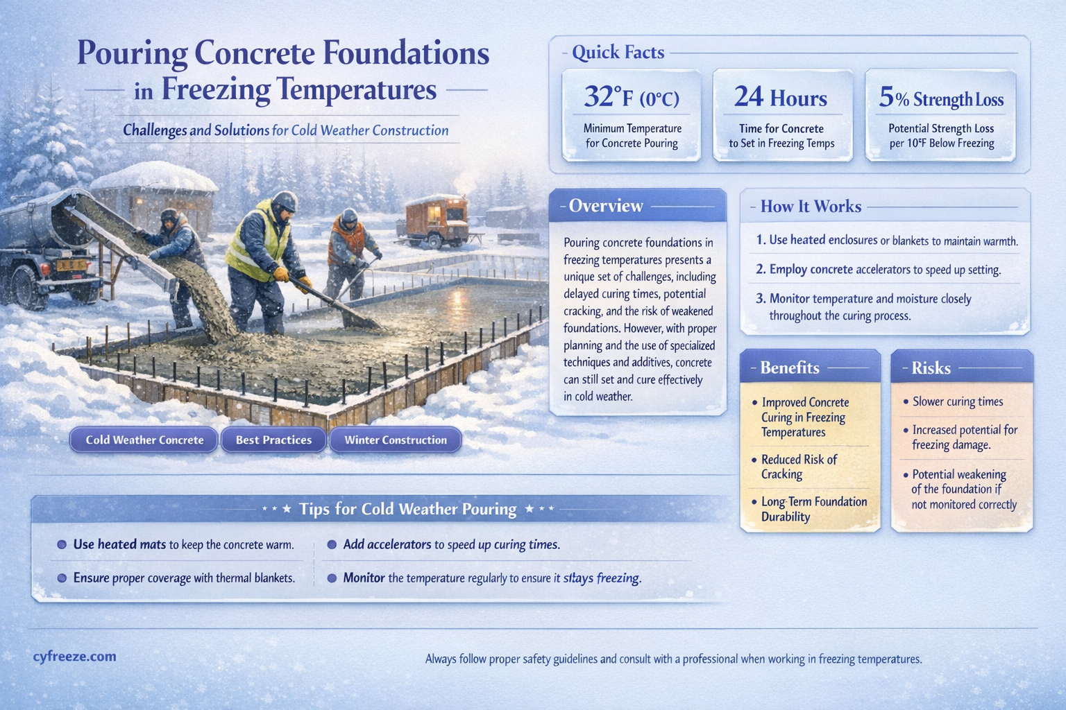 can concrete foundations be poured in freezing temperatures