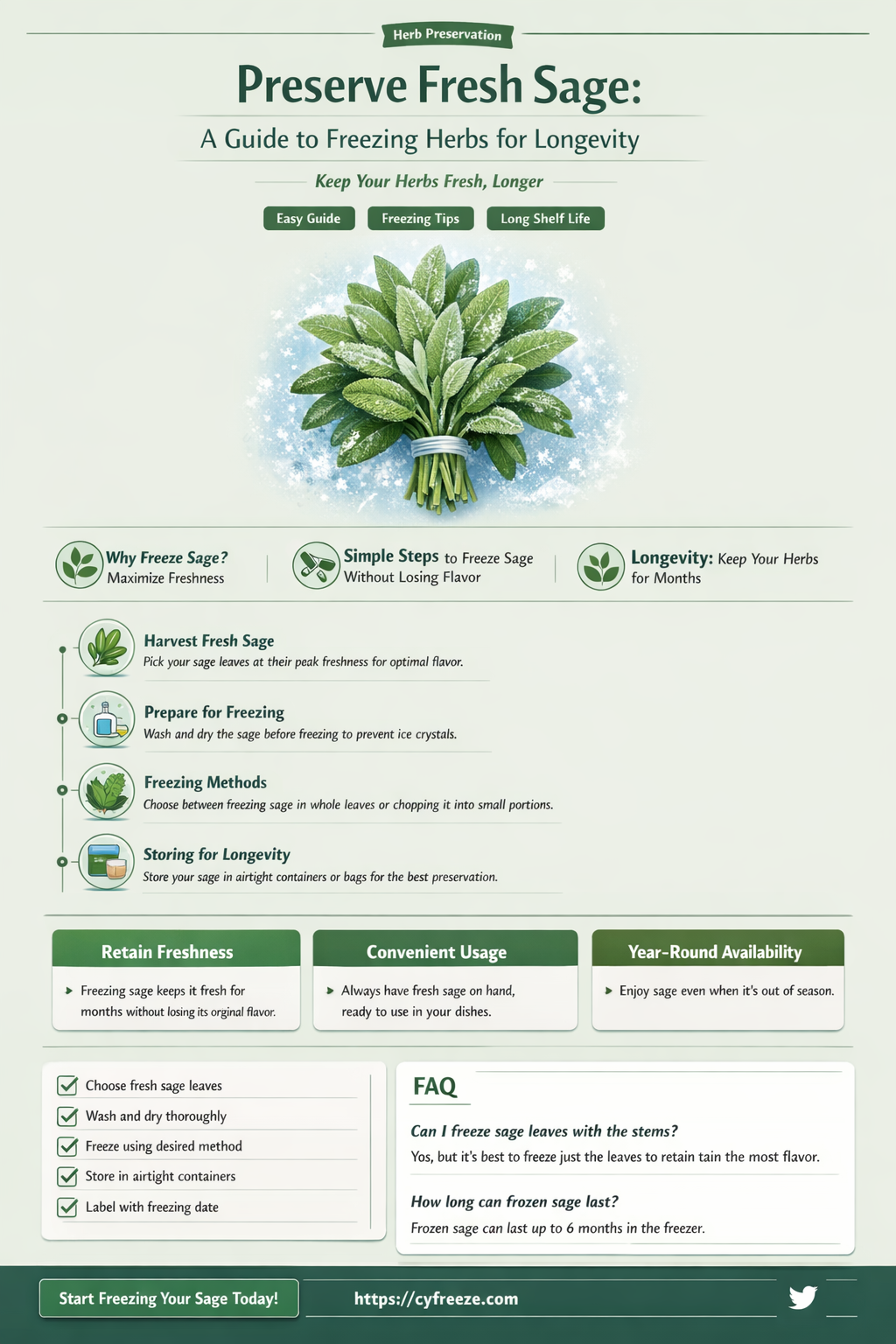 can i freeze fresh sage
