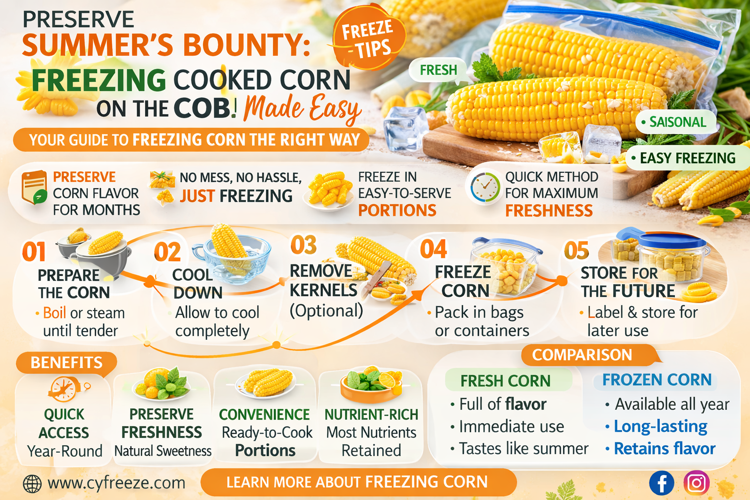 can i freeze cooked corn on the cob