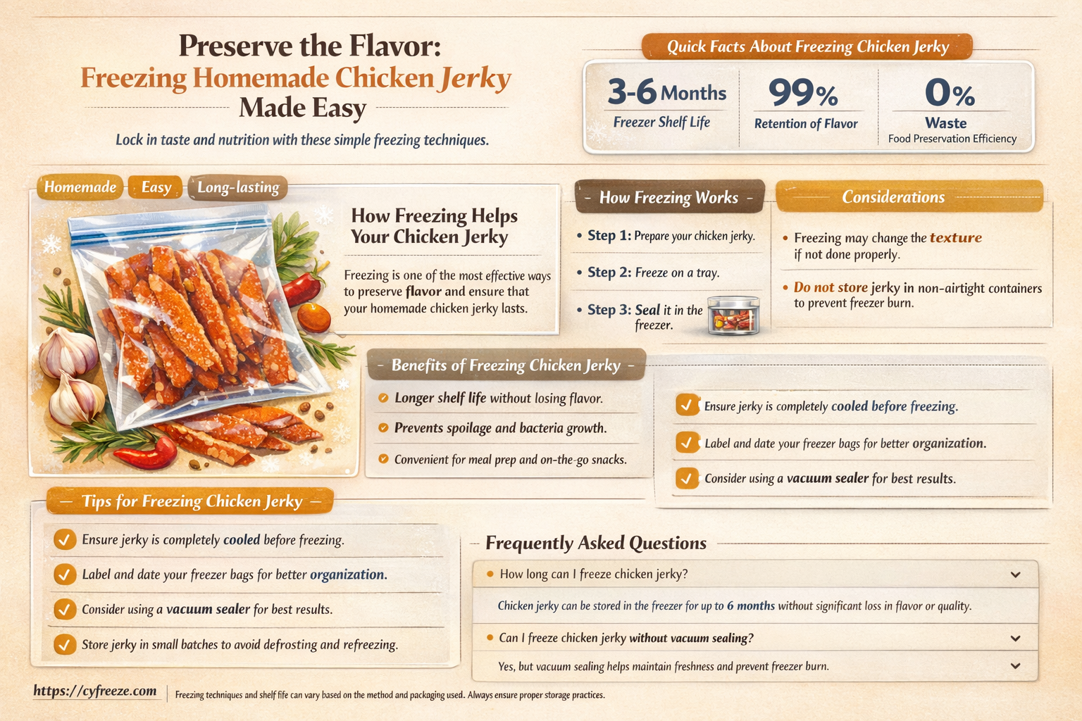 can i freeze homemade chicken jerky
