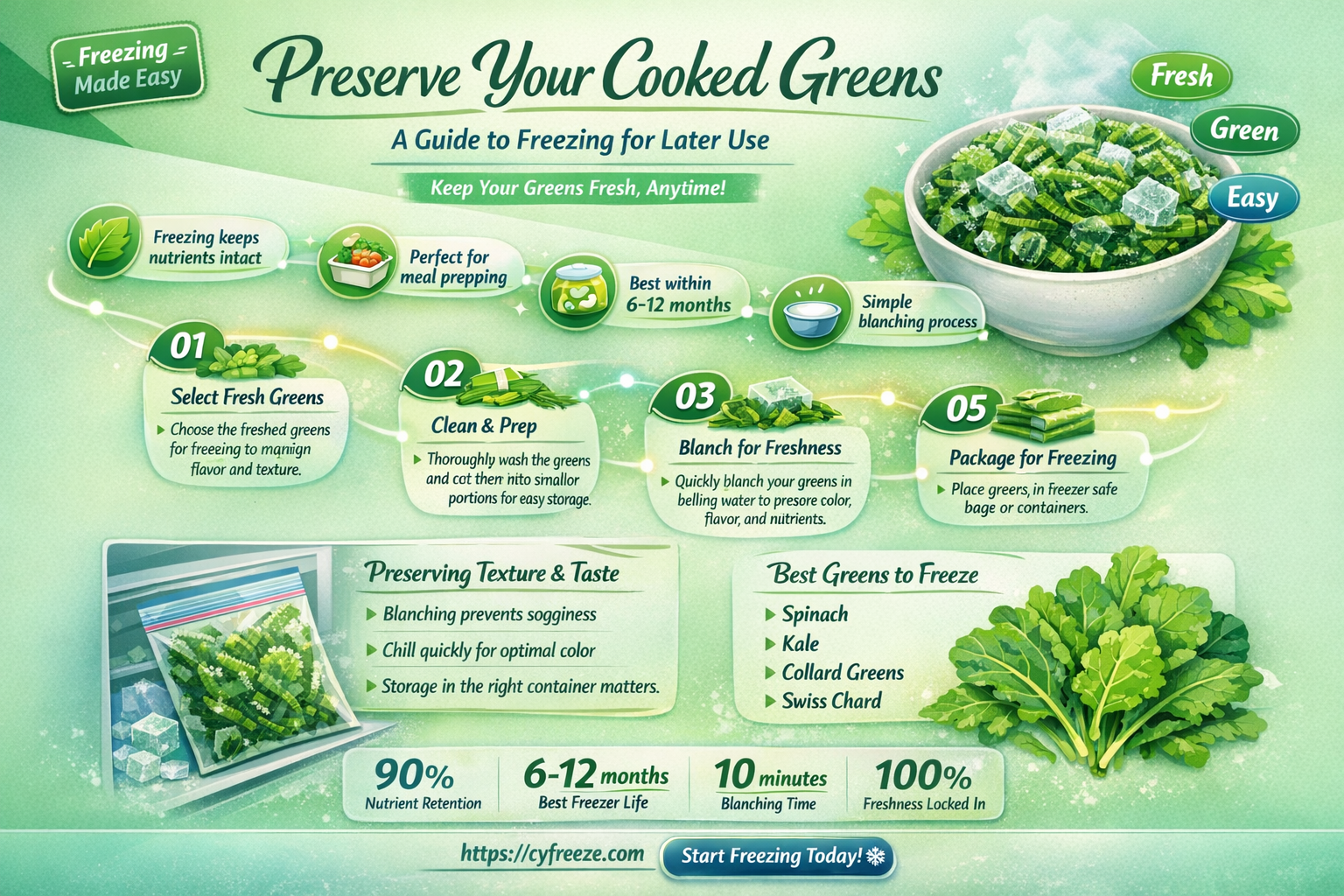 can i freeze cooked greens