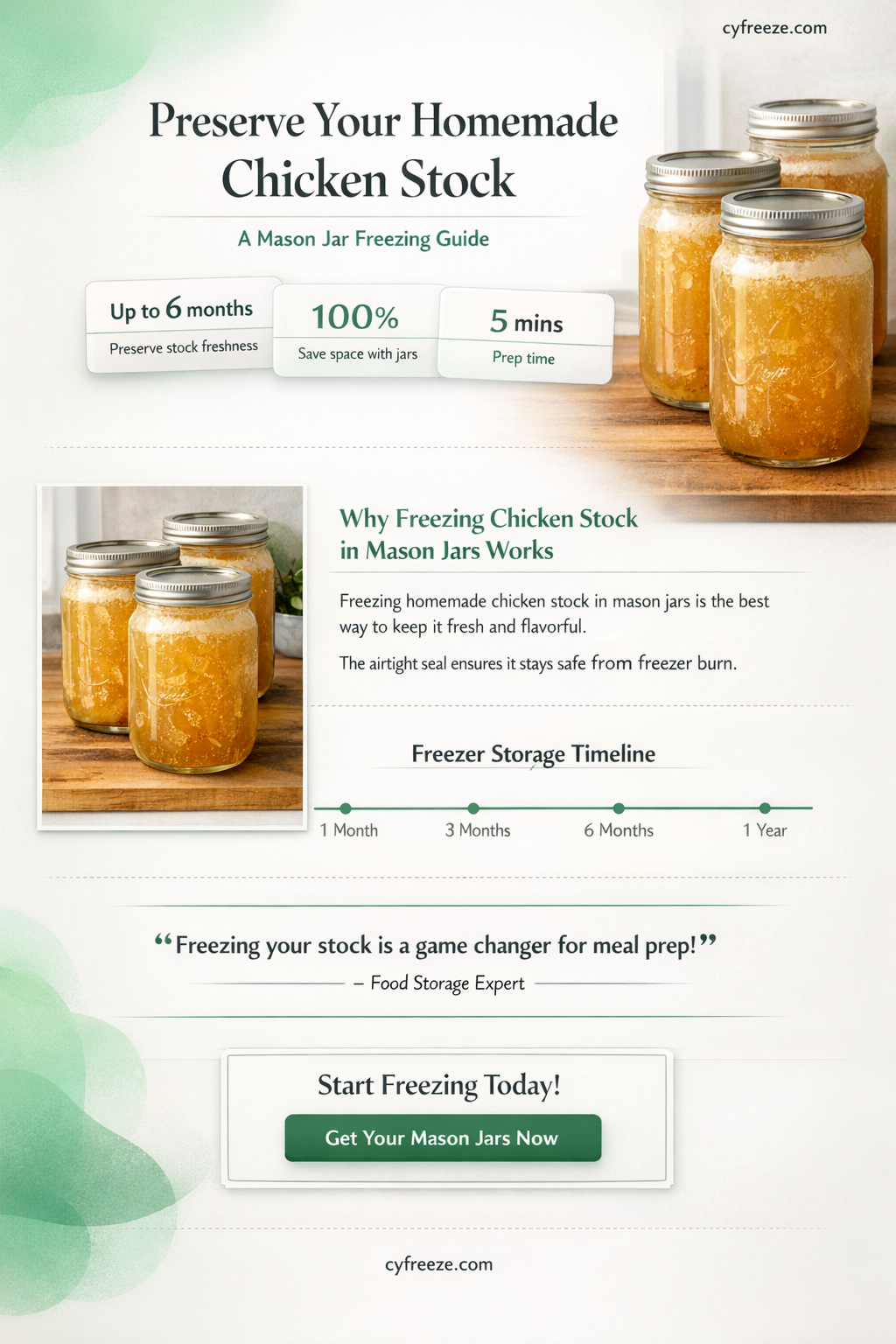 can i freeze chicken stock in a mason jar