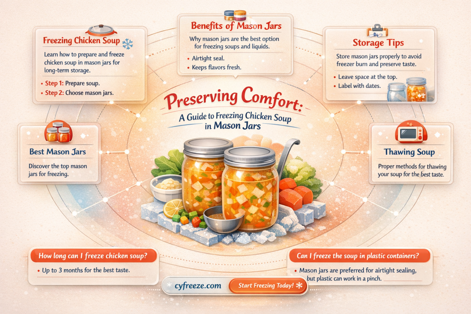 can i freeze chicken soup in mason jars