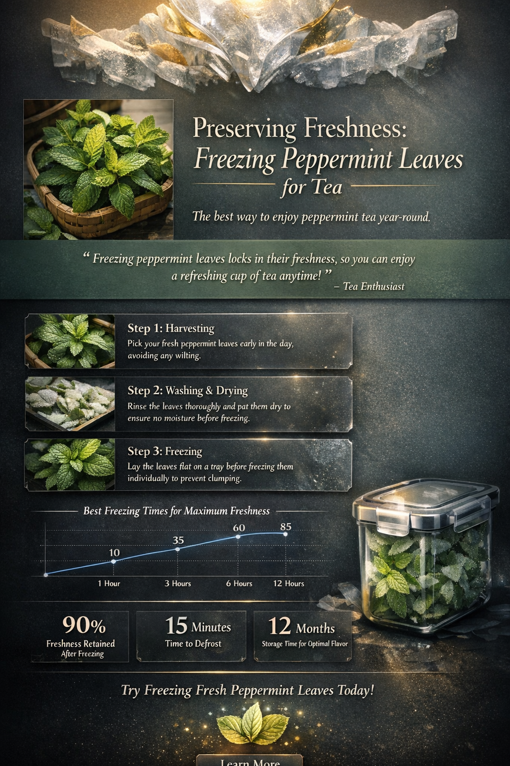 can i freeze peppermint leaves to make peppermint tea