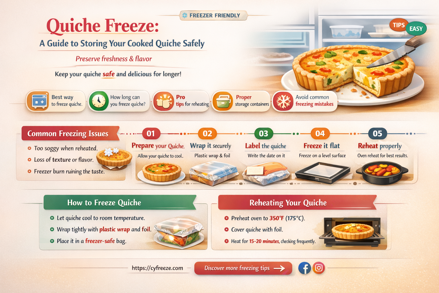 can i freeze a cooked quiche