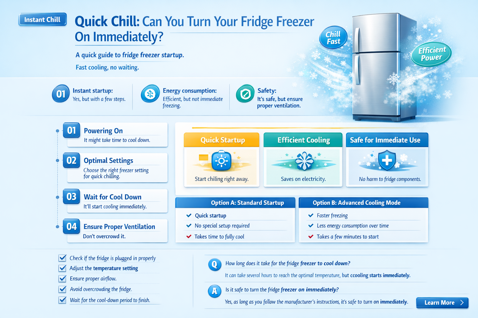 can i turn my fridge freezer on straight away