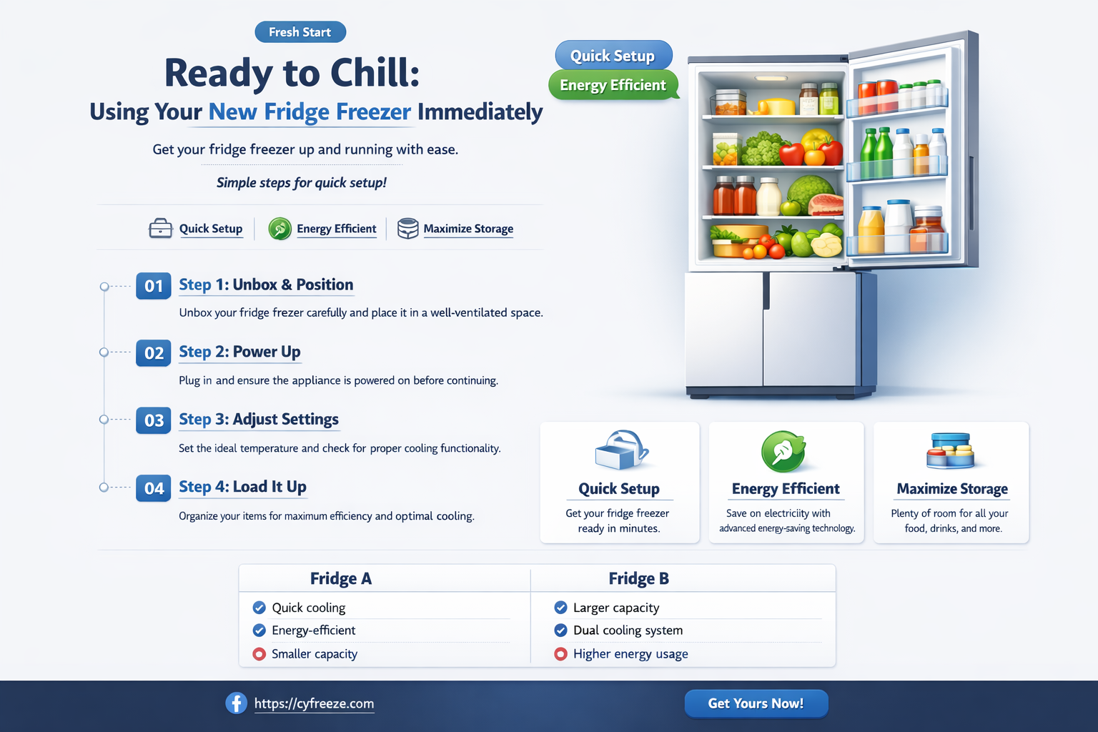 can i use a new fridge freezer straight away