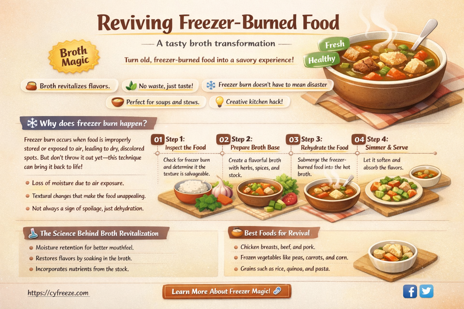 can freezer burned food be used to make broth