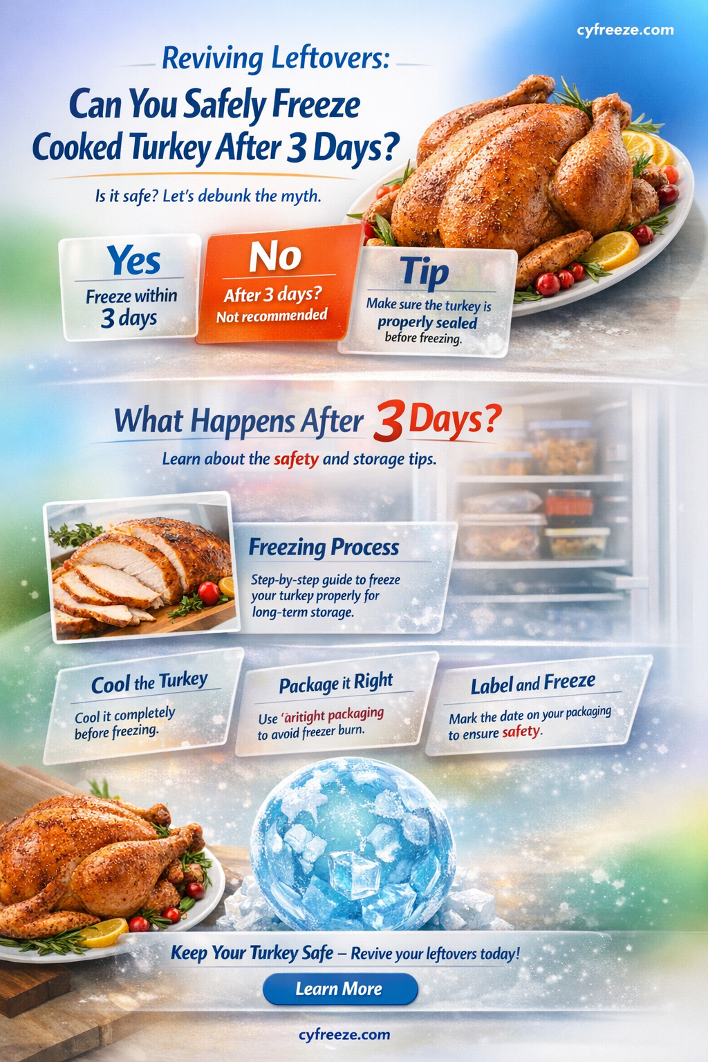 can i freeze cooked turkey after 3 days