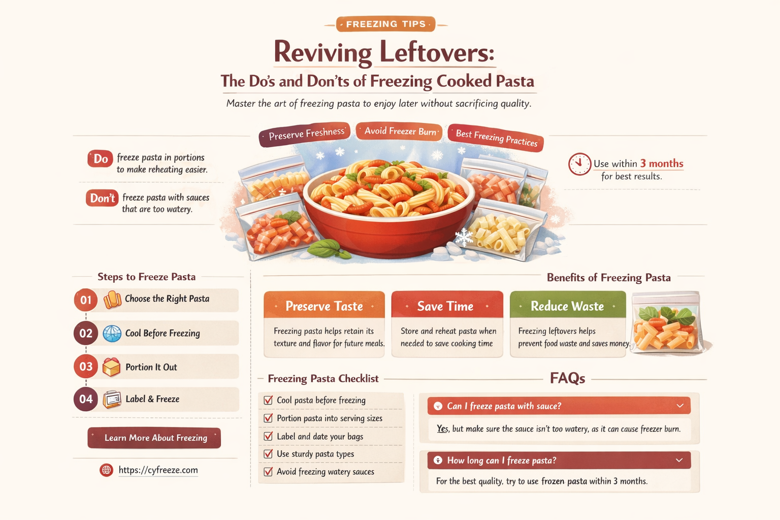 can freeze cooked pasta