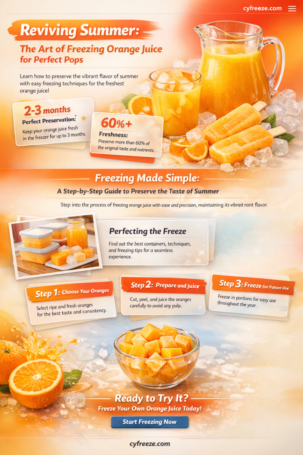 can i freeze orange juice to make po
