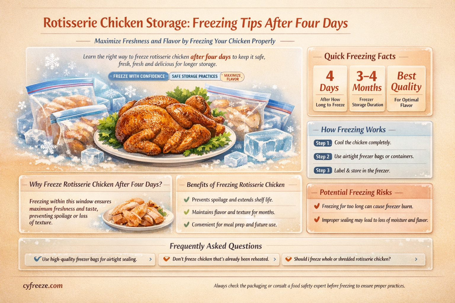 can i freeze rotisserie chicken after 4 days