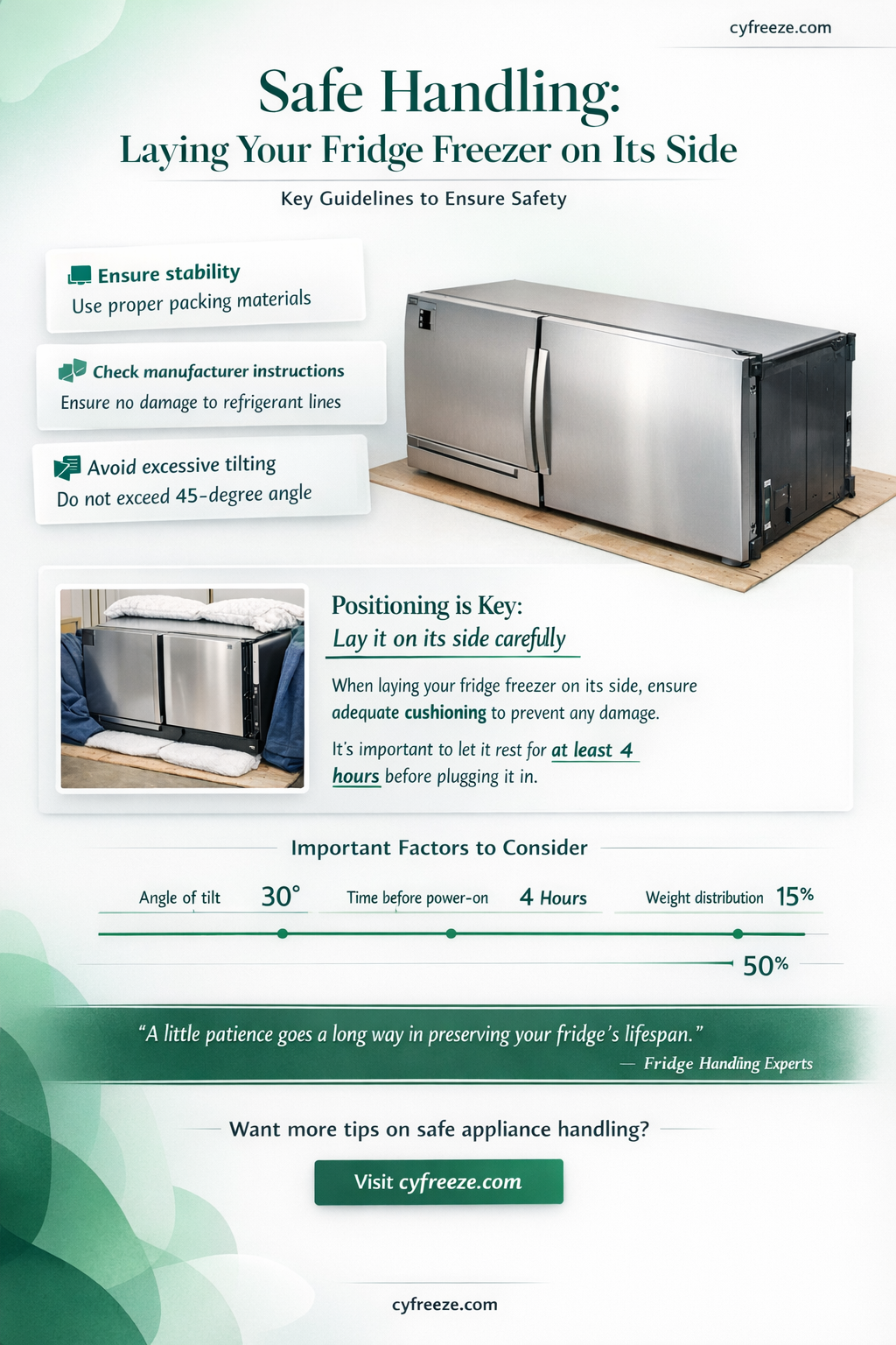 can i lay a fridge freezer on its side