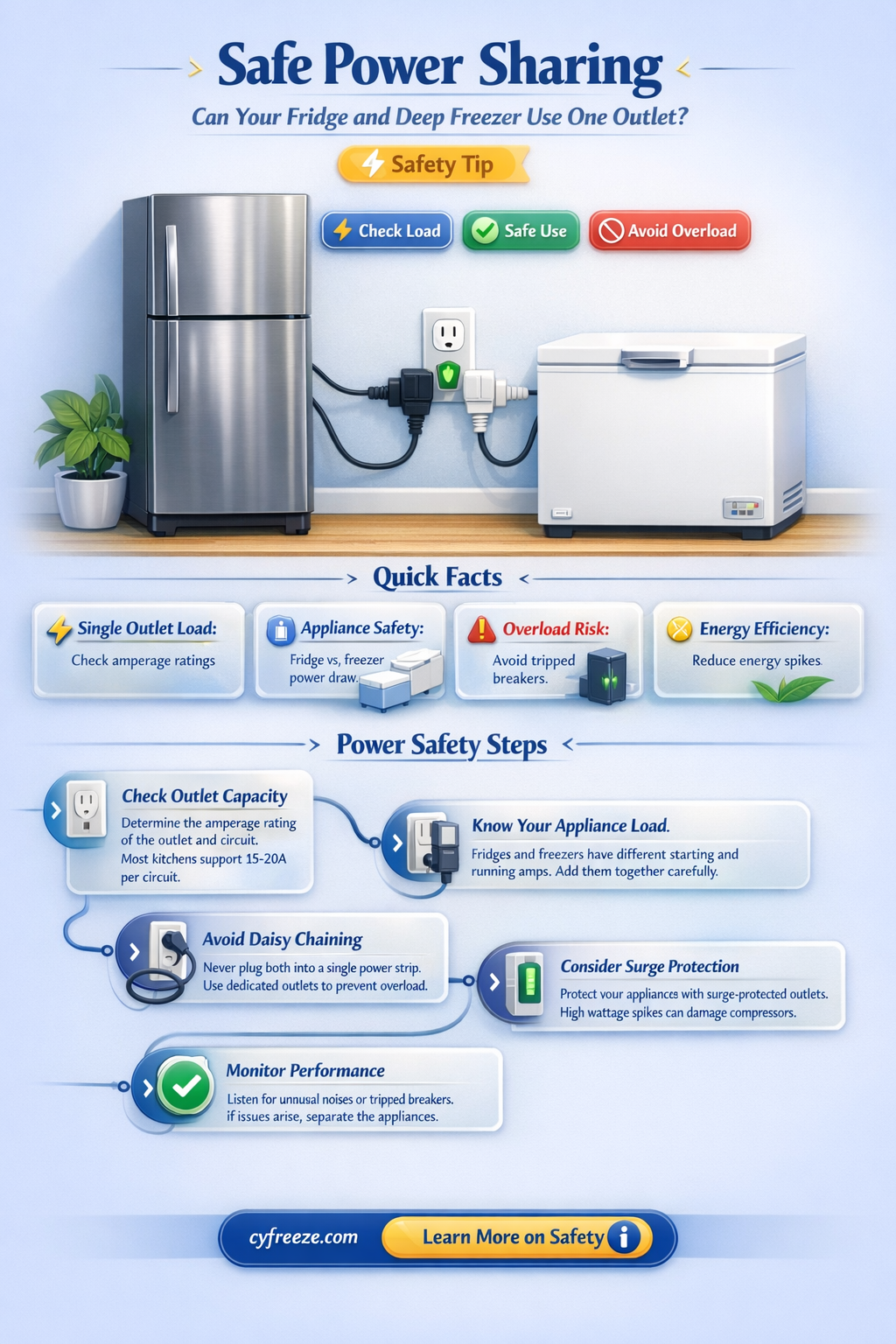 can a fridge and a deep freezer share an outlet