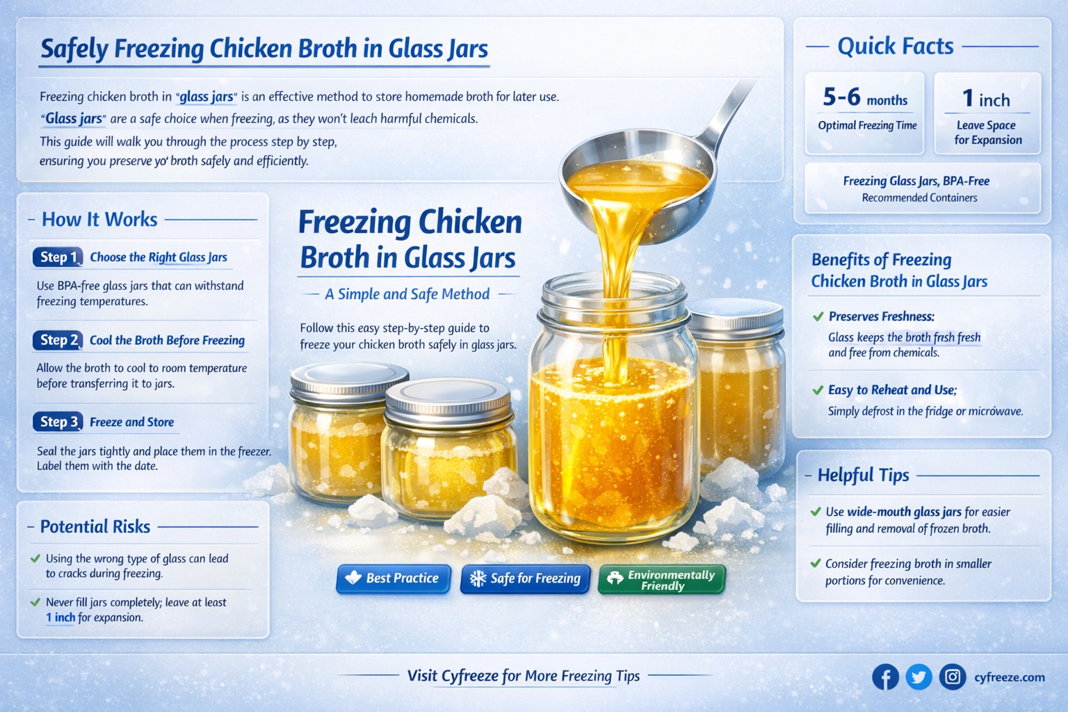 can i freeze chicken broth in glass jars
