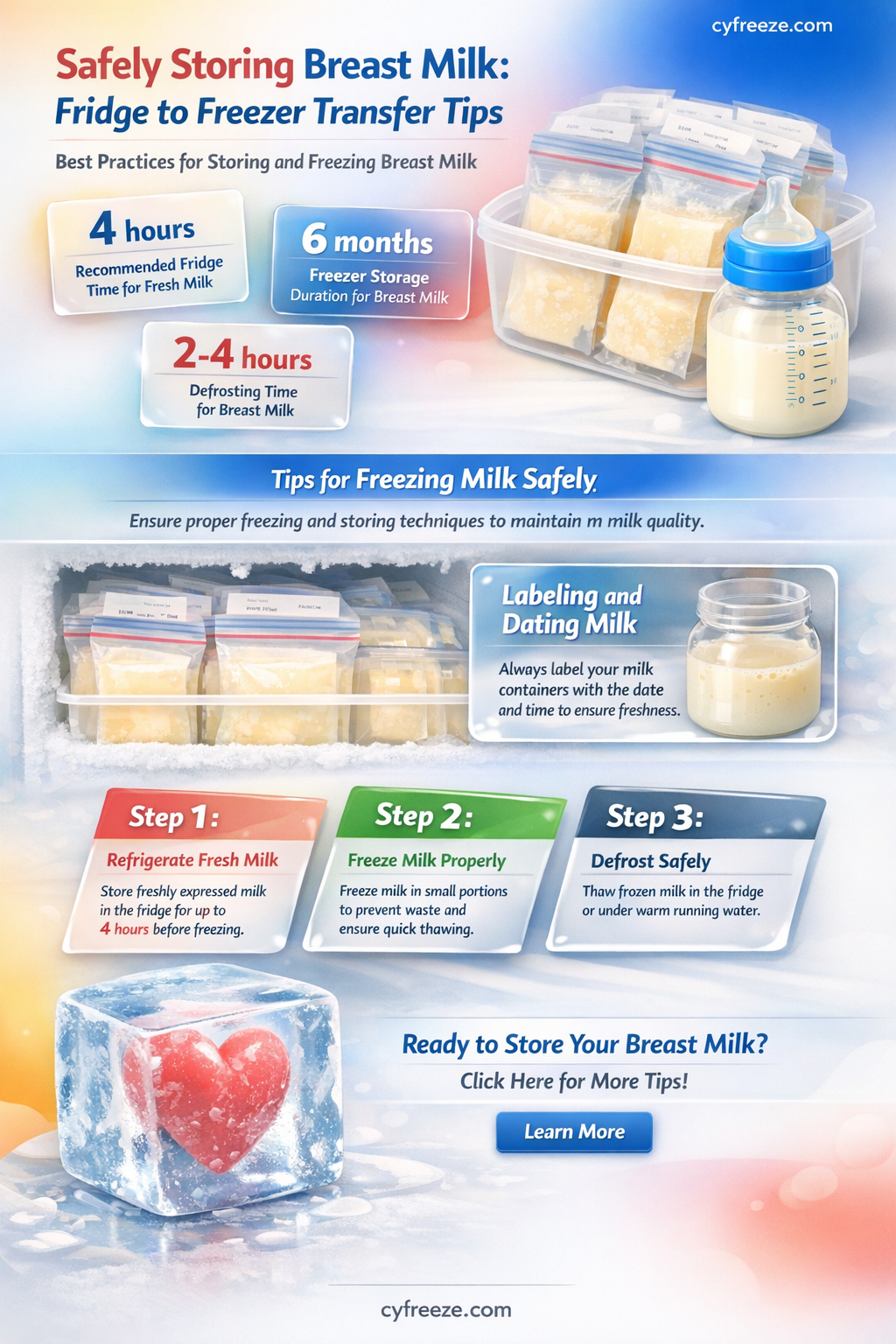 can breast milk be moved from fridge to freezer