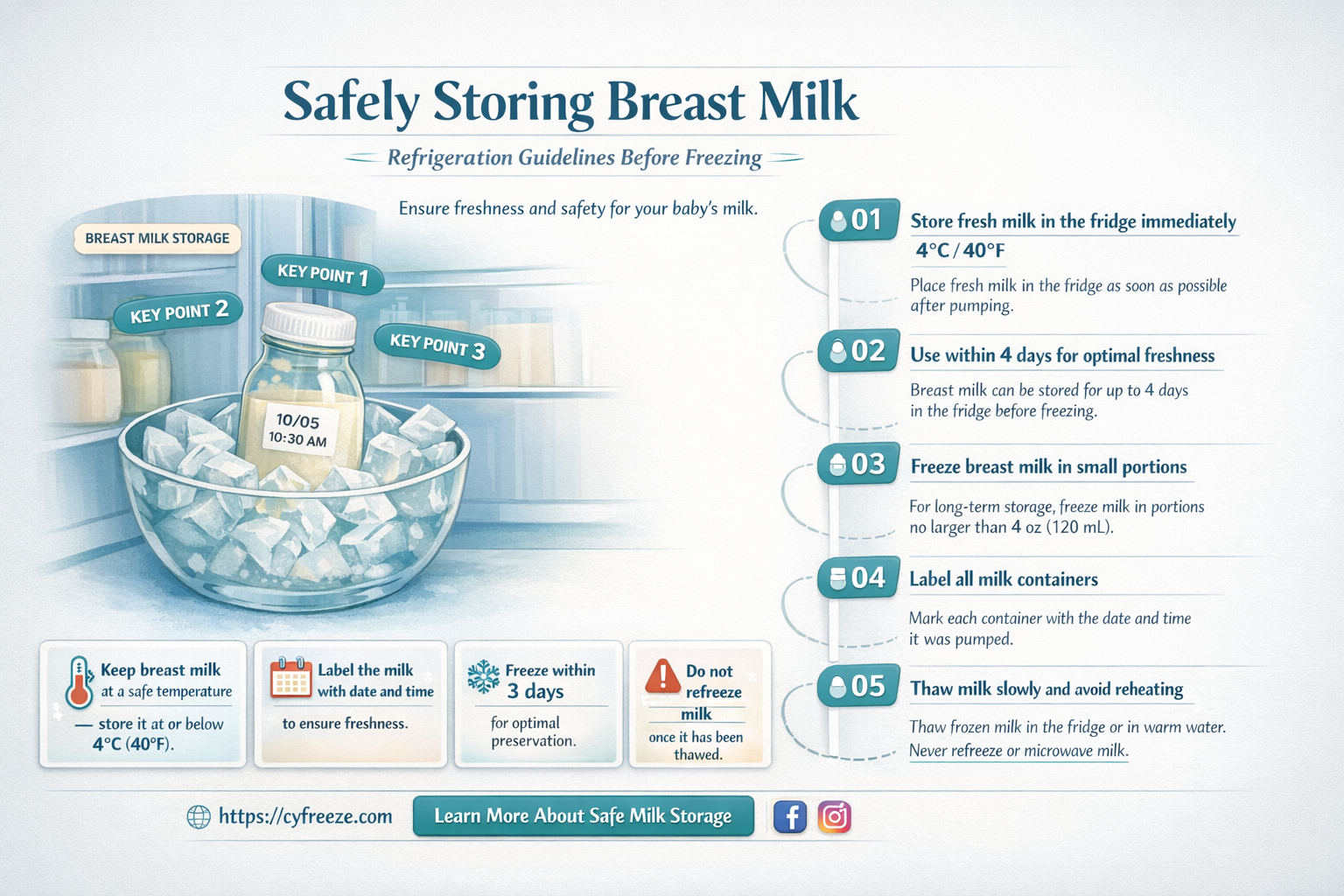 can breast milk sut in fridge fir 24hrs befire freezing
