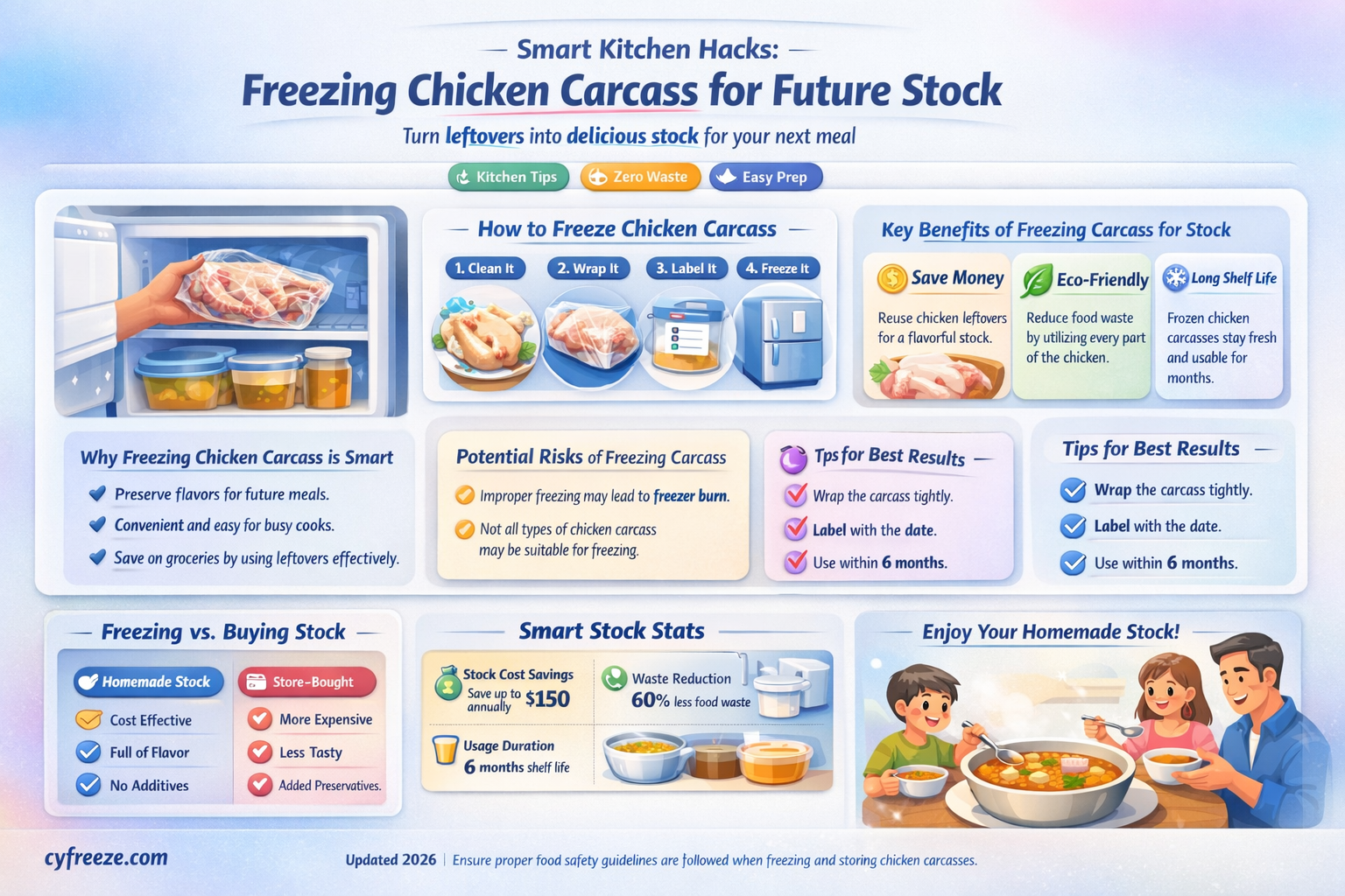 can i freeze a chicken carcass to make stock later