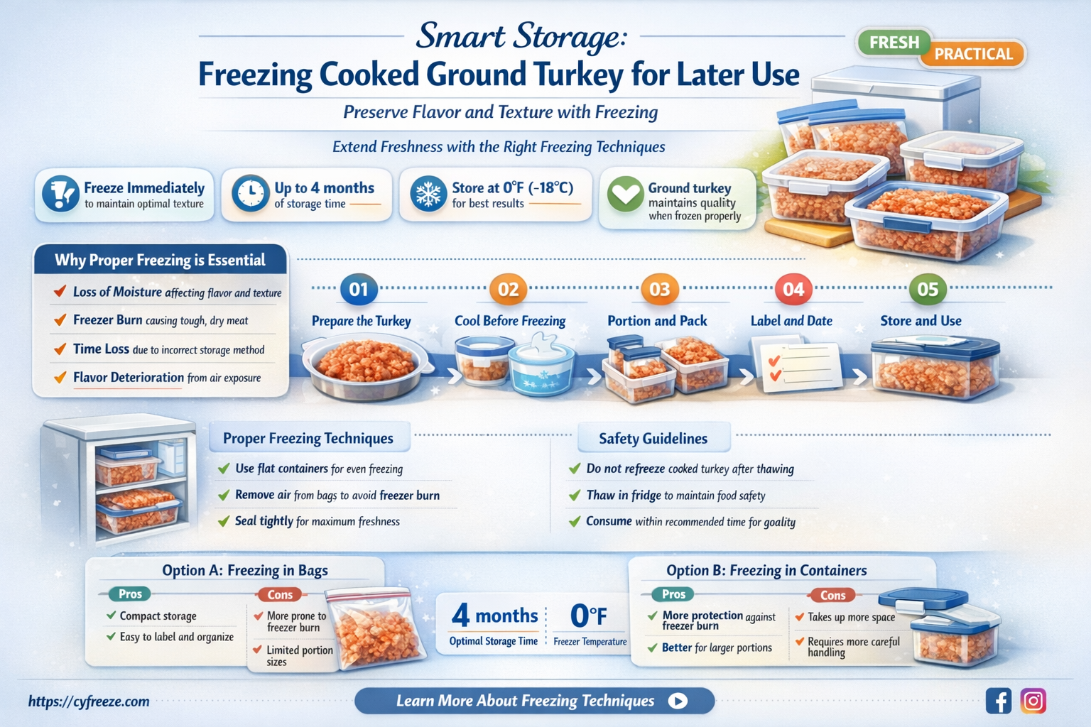 can i freeze cooked ground turkey