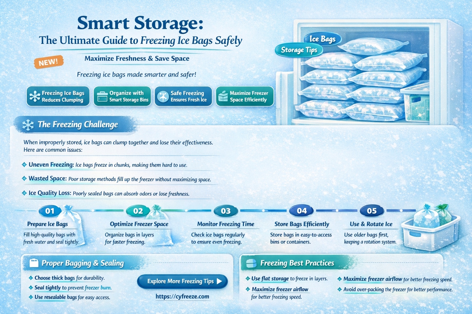 can i freeze ice bags to store