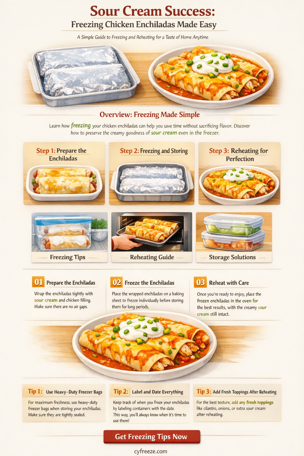 can i freeze chicken enchiladas with sour cream