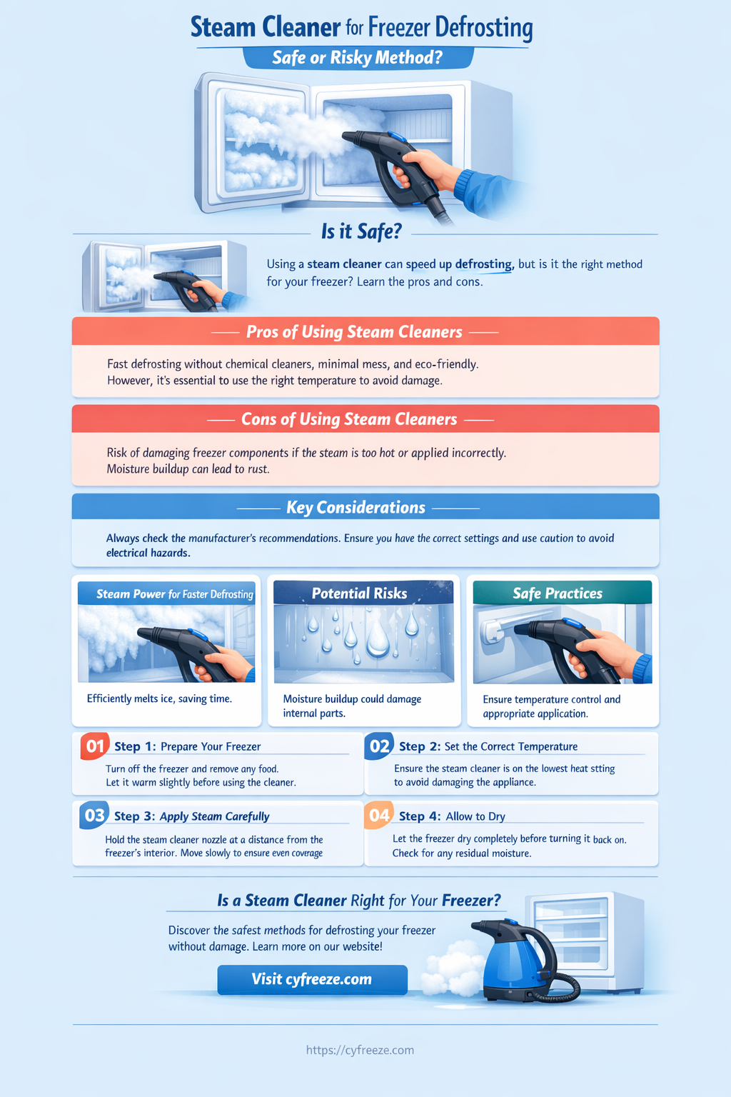 can i use a steam cleaner to defrost a freezer