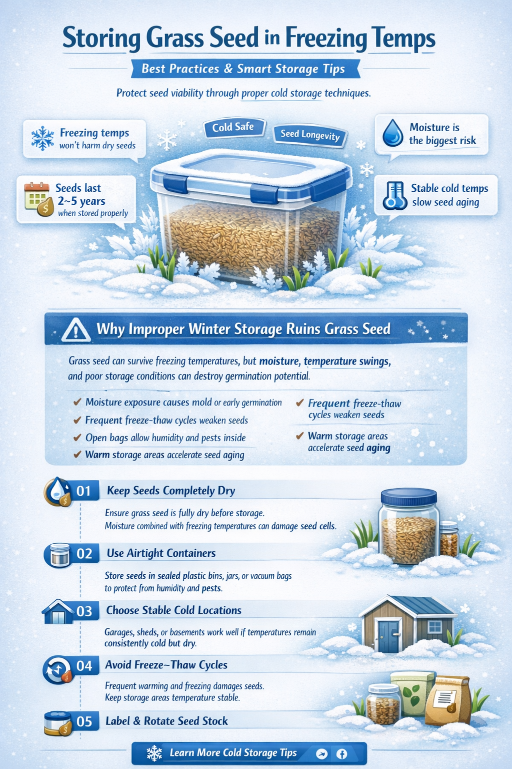 can grass seed be stored in freezing temperatures