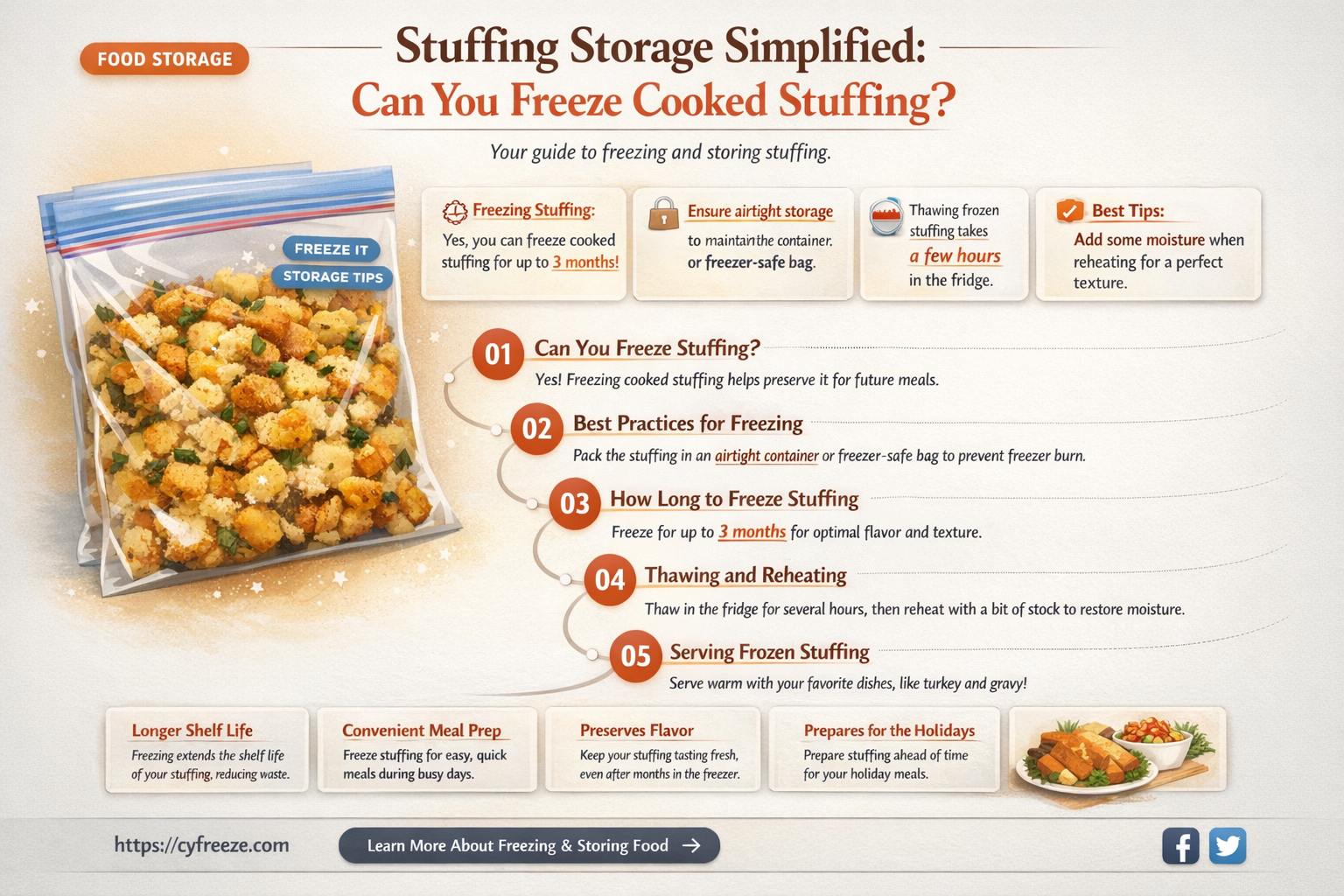 can i freeze cooked stuffing