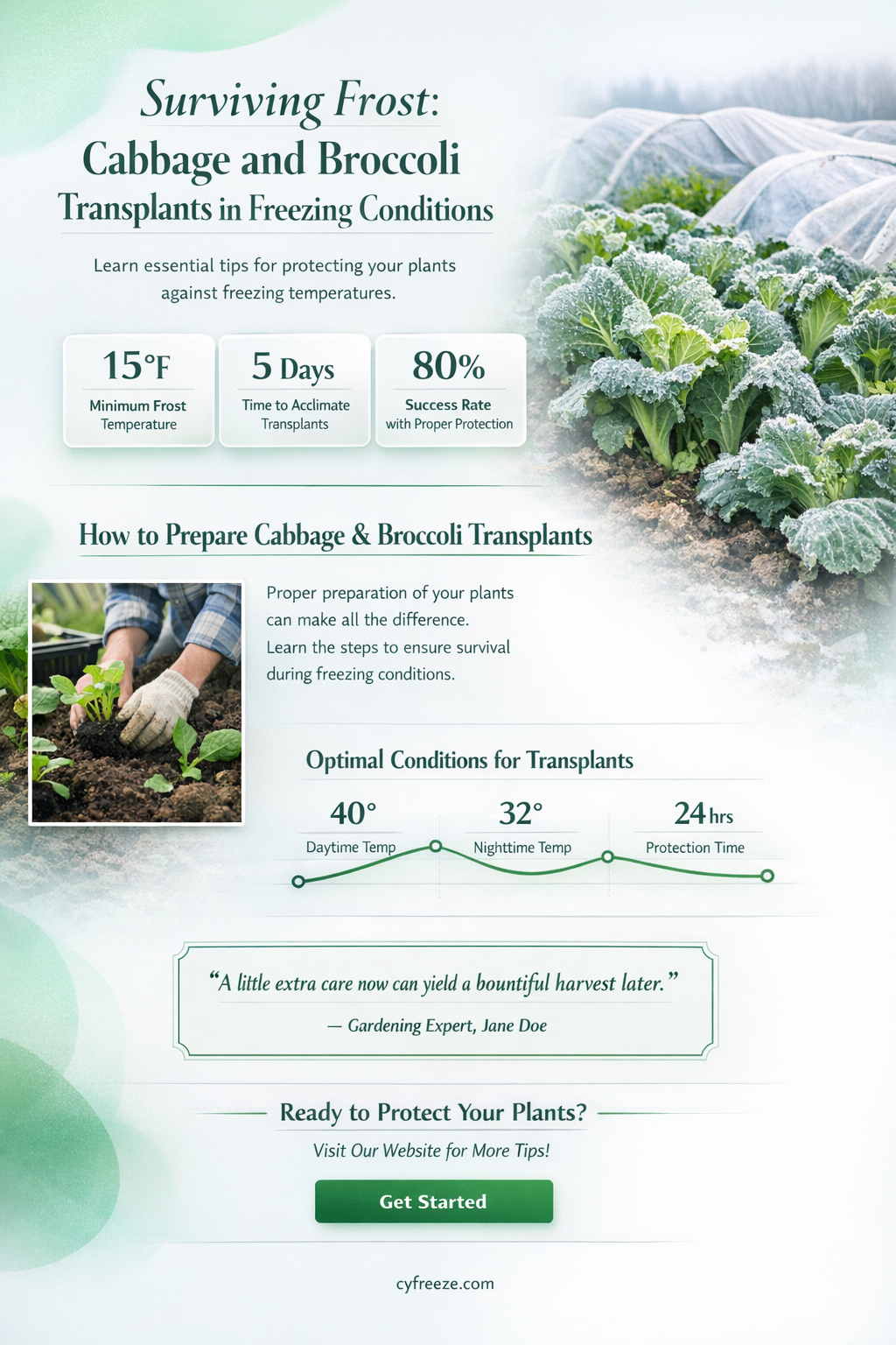can cabbage and broccoli transplants survive freezing temperatures