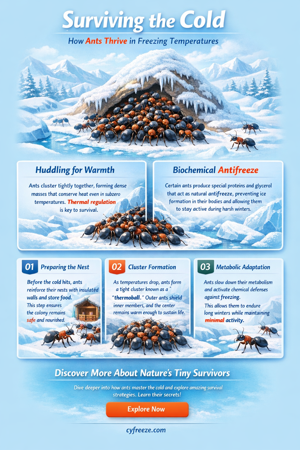 can ants live in freezing temperatures