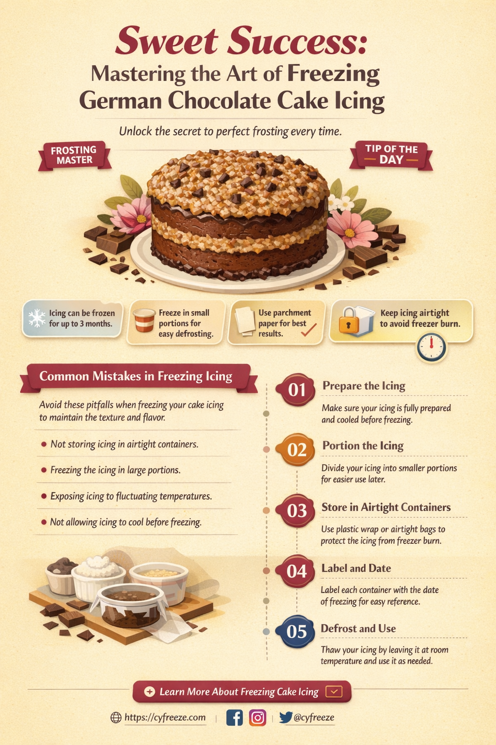 can i freeze german chocolate cake icing