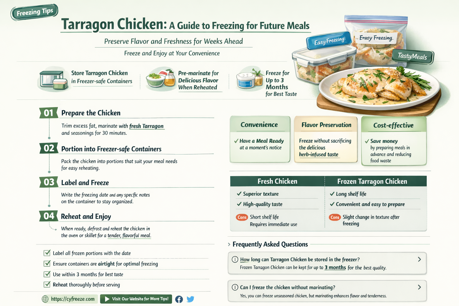 can i freeze tarragon chicken