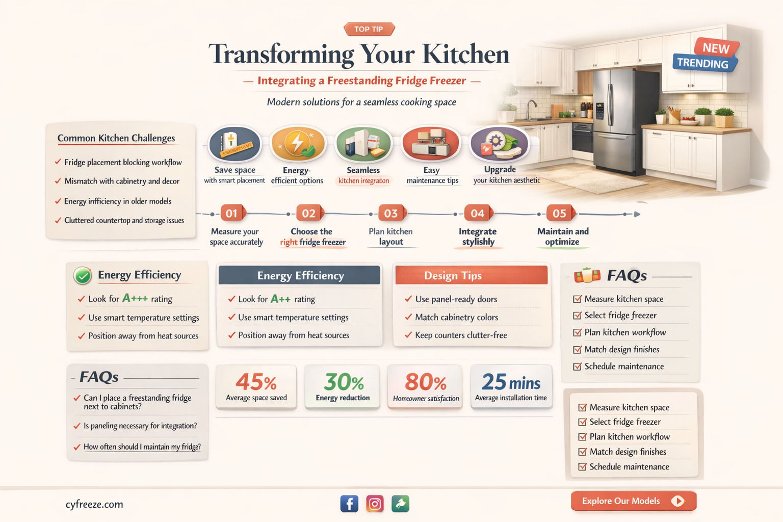 can a freestanding fridge freezer be integrated