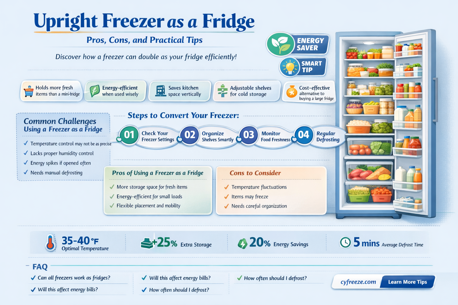 can an upright freezer be used as a fridge