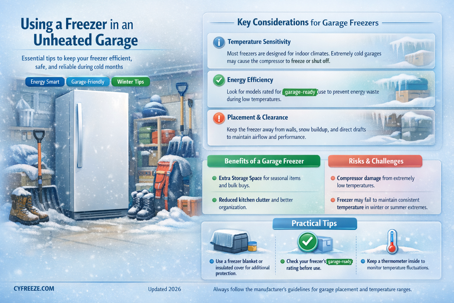 can a freezer be used in an unheated garage
