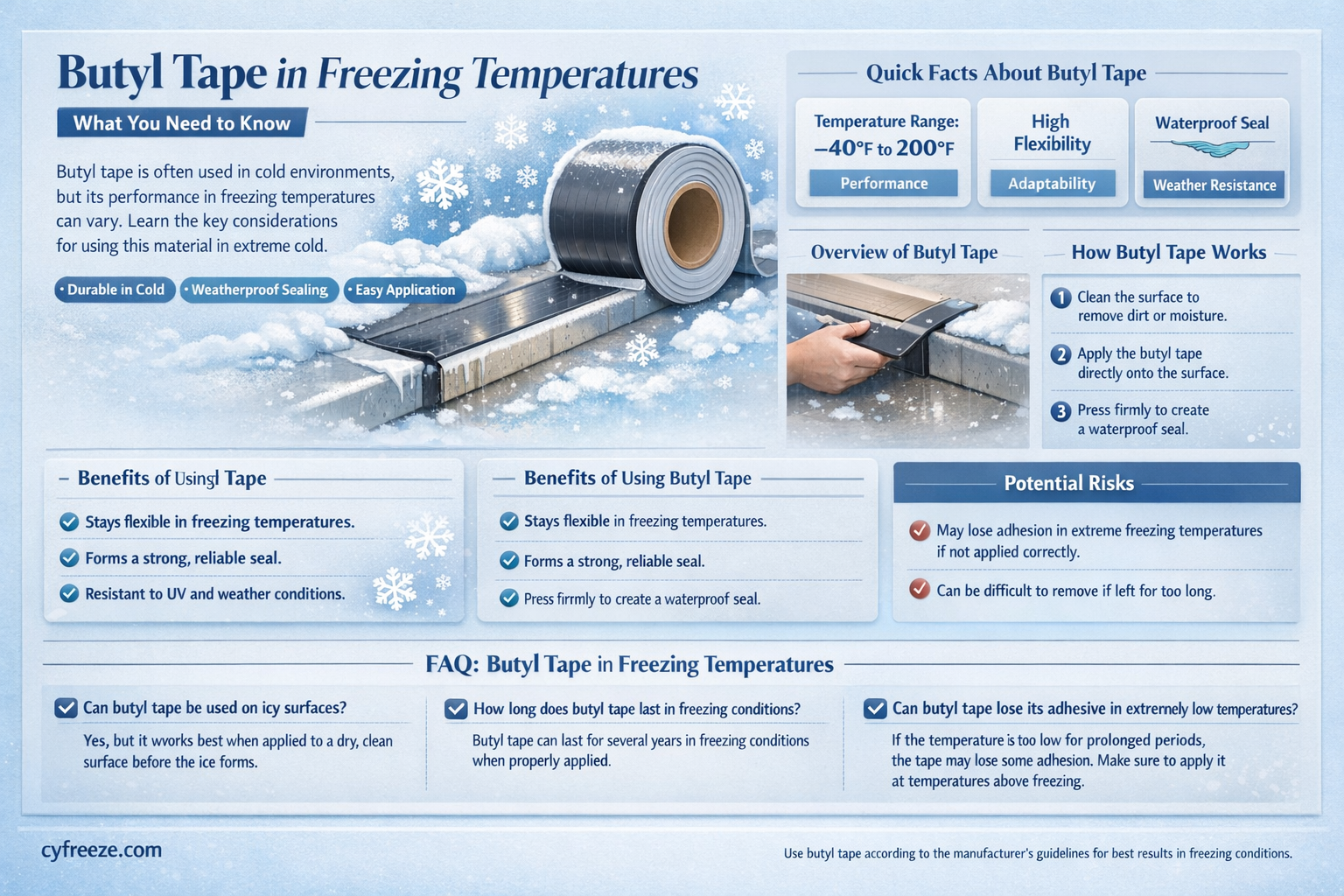 can butyl tape be used below freezing